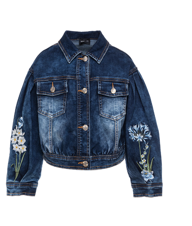 Giubbino jeans ricamo