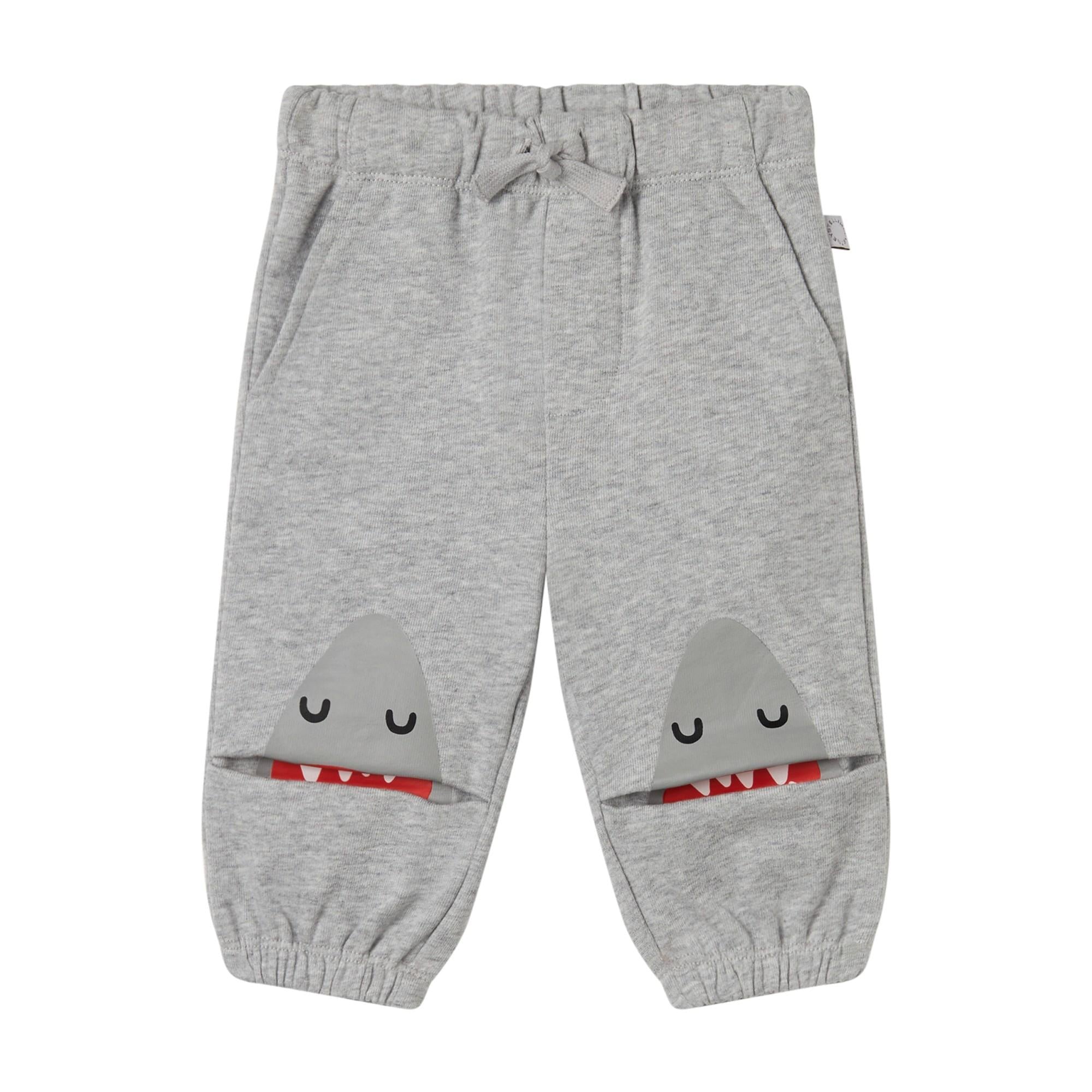 Pantaloni neonati sportivi con stampa squalo