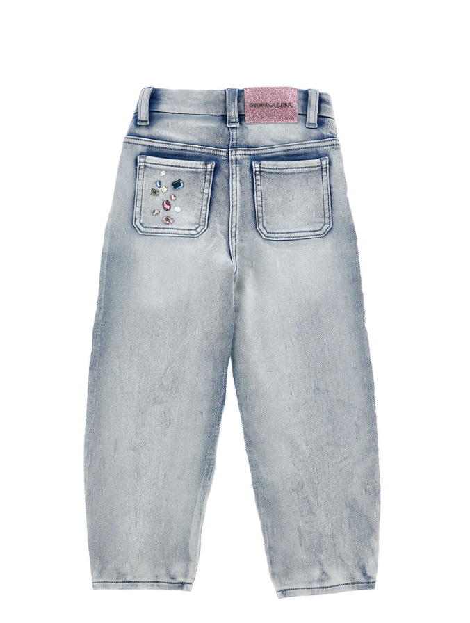 Jeans con strass e cristalli<BR/> 19F403 6042 0062 MONNALISA 