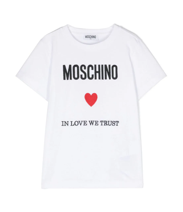 T-shirt con stampa logo e cuore HOM04K LAA22 10101 MOSCHINO 