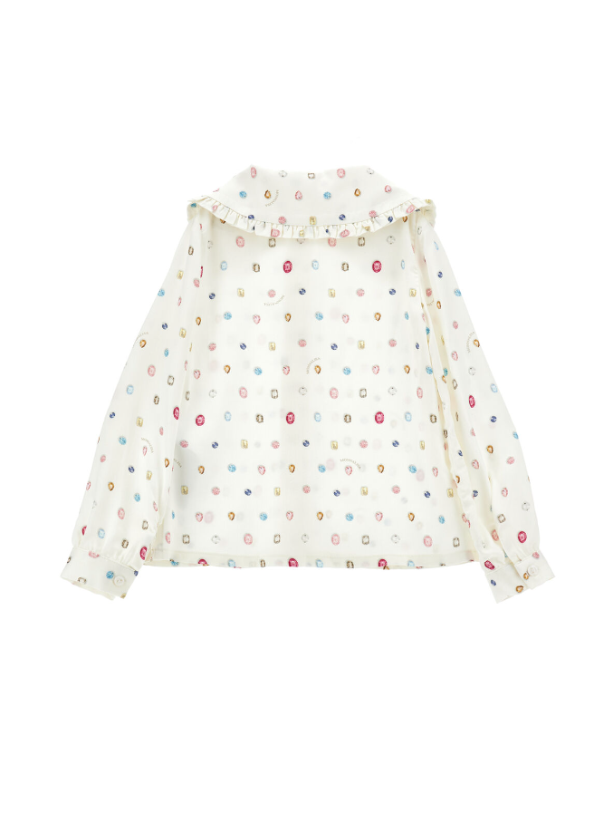 Camicia con colletto decorato e stampa gioielli<BR/> 11F302 6623 0184 MONNALISA 