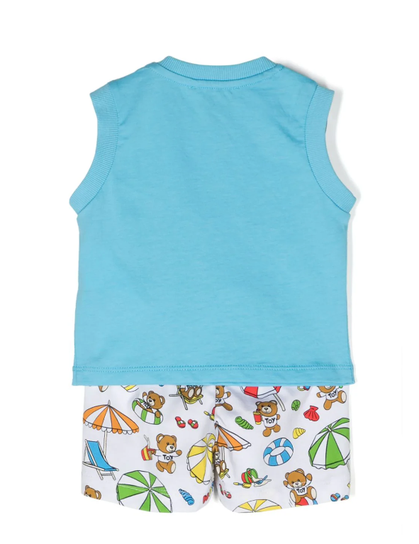 Completo sportivo celeste per neonato con Teddy Bear<BR/><BR/>