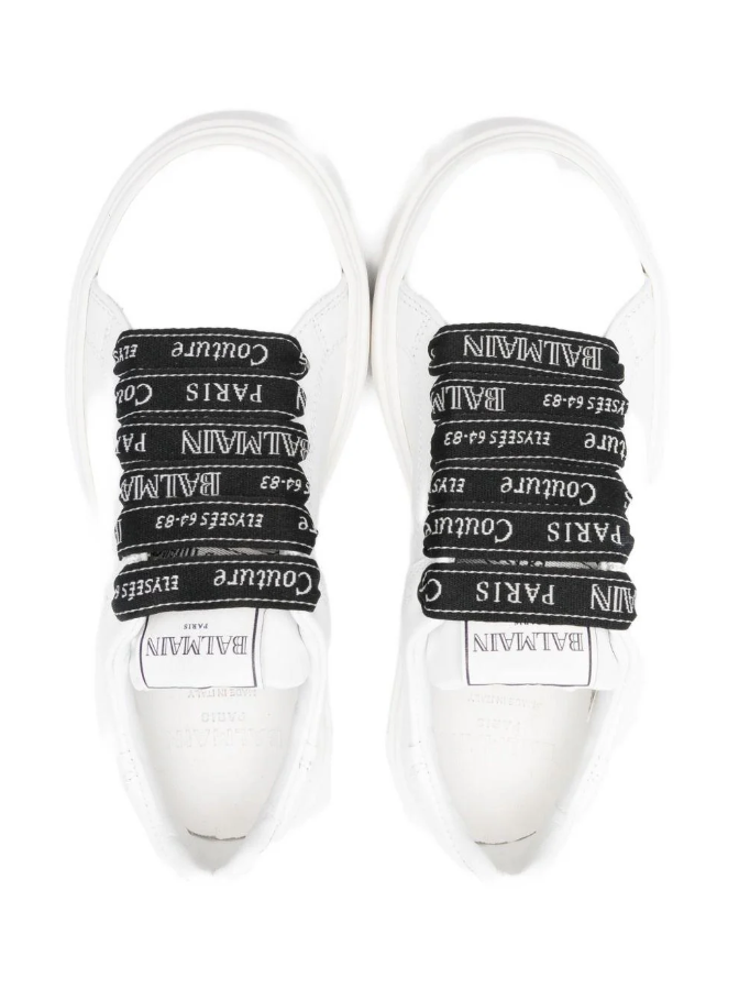 Sneakers bianche per bambino con lacci logati BX0A26 Z2504 100NE BALMAIN 