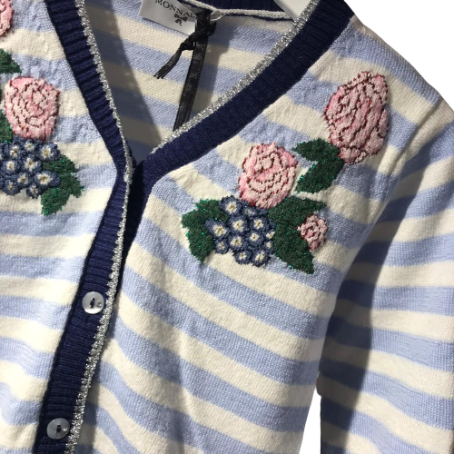 Cardigan con righe e fiori
