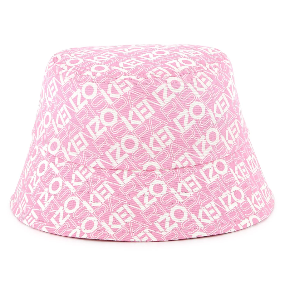Cappello bucket per bambino Kenzo Kids rosa con logo all-over