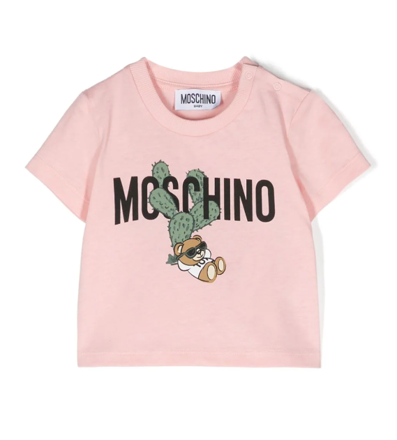 T-shirt rosa  con logo e cactus MXM032 LAA02 50209 MOSCHINO 