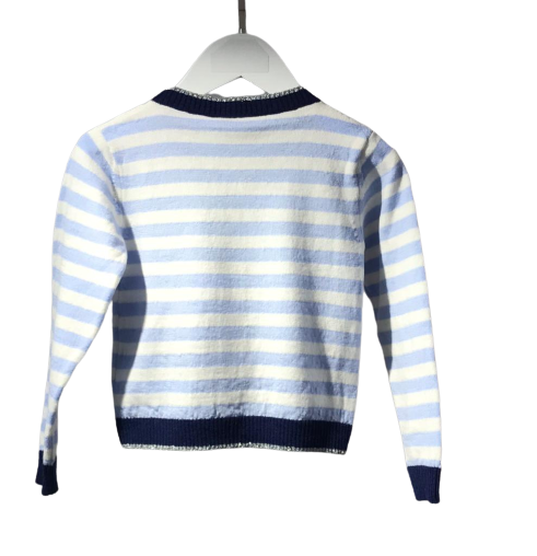 Cardigan con righe e fiori