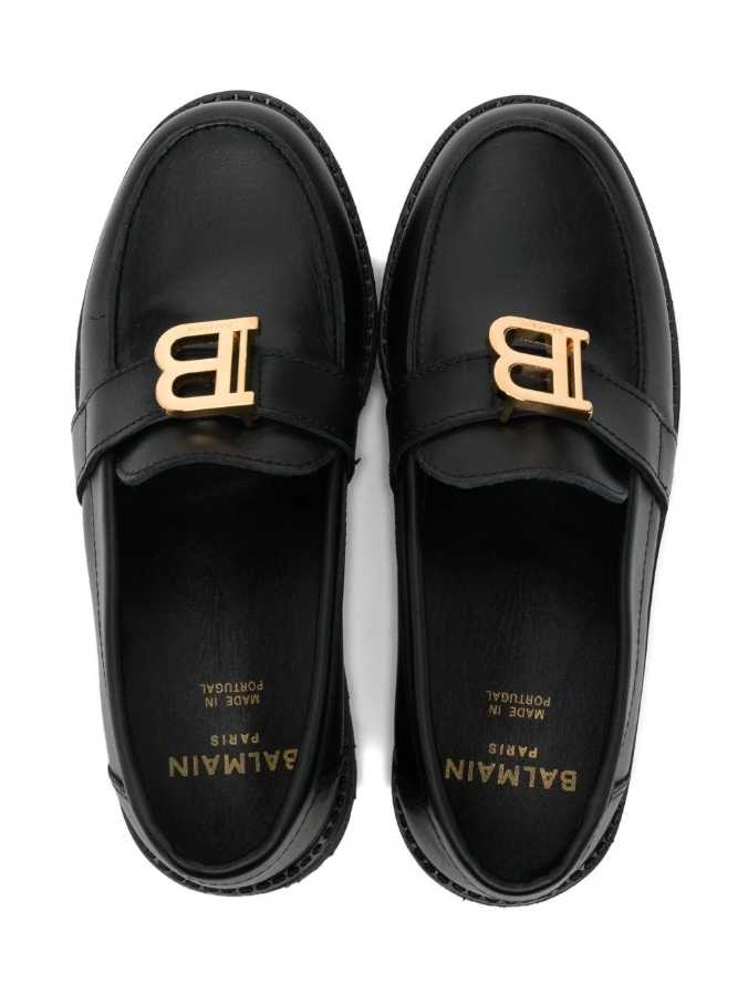 Mocassini con fibbia logo per bambino BX0P56 Z1574 930OR BALMAIN 