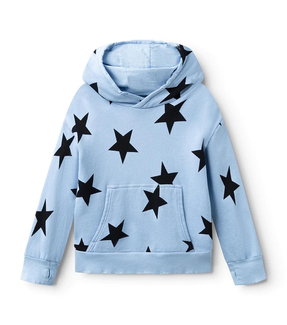 Felpa con cappuccio e stampa stelle NU3531 FOGGY BLUE NUNUNU 