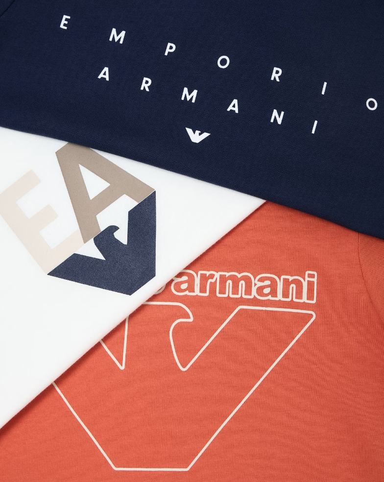 PACK 3 T-SHIRT IN JERSEY CON STAMPA LOGO ASV EB000832 AF14503 M0011 ARMANI JUNIOR 