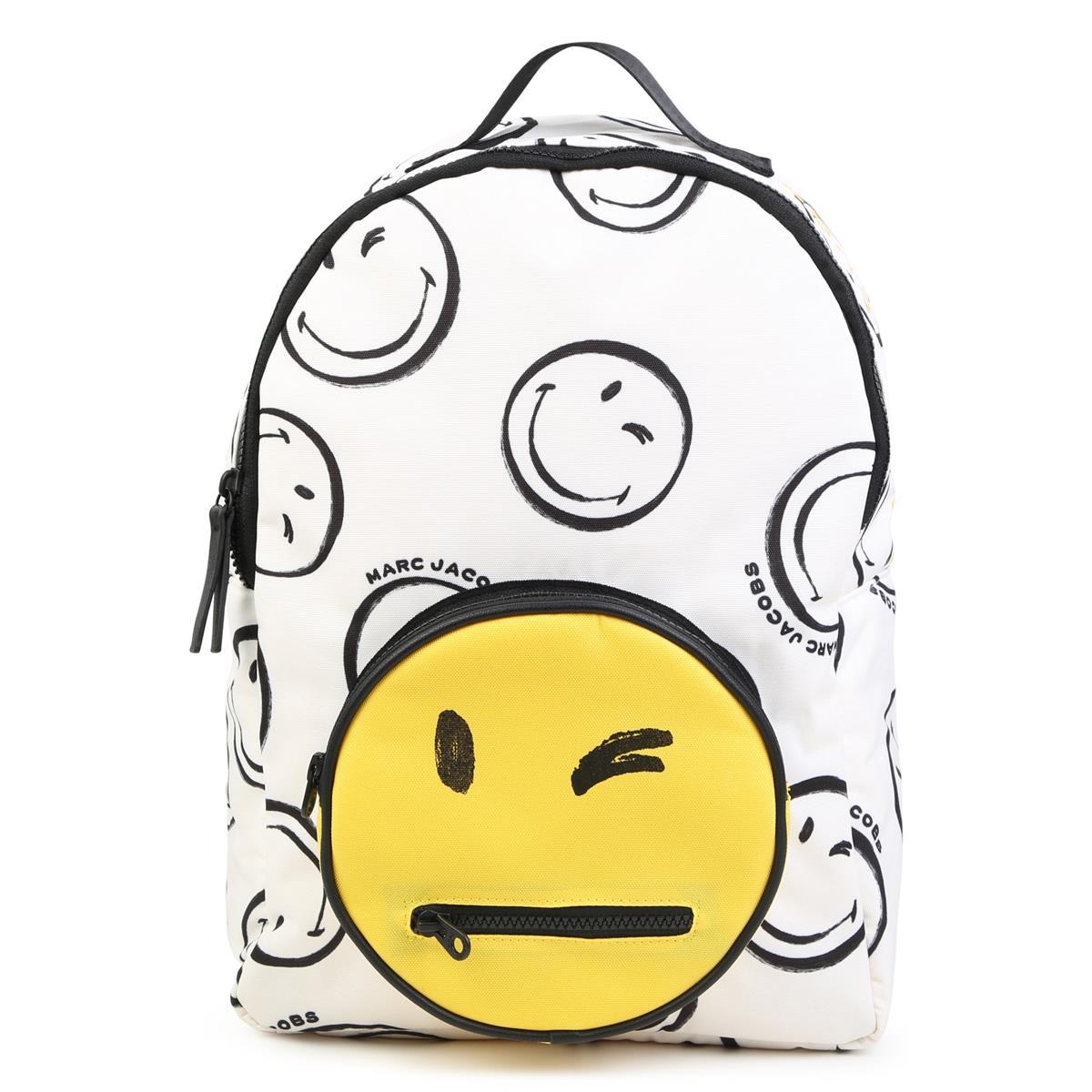 Zaino avorio per bambini con smile giallo