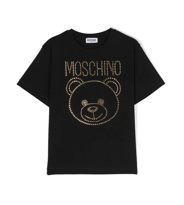maxi t-shirt in cotone nera con borchie HBM060 LBA10 60100 MOSCHINO 