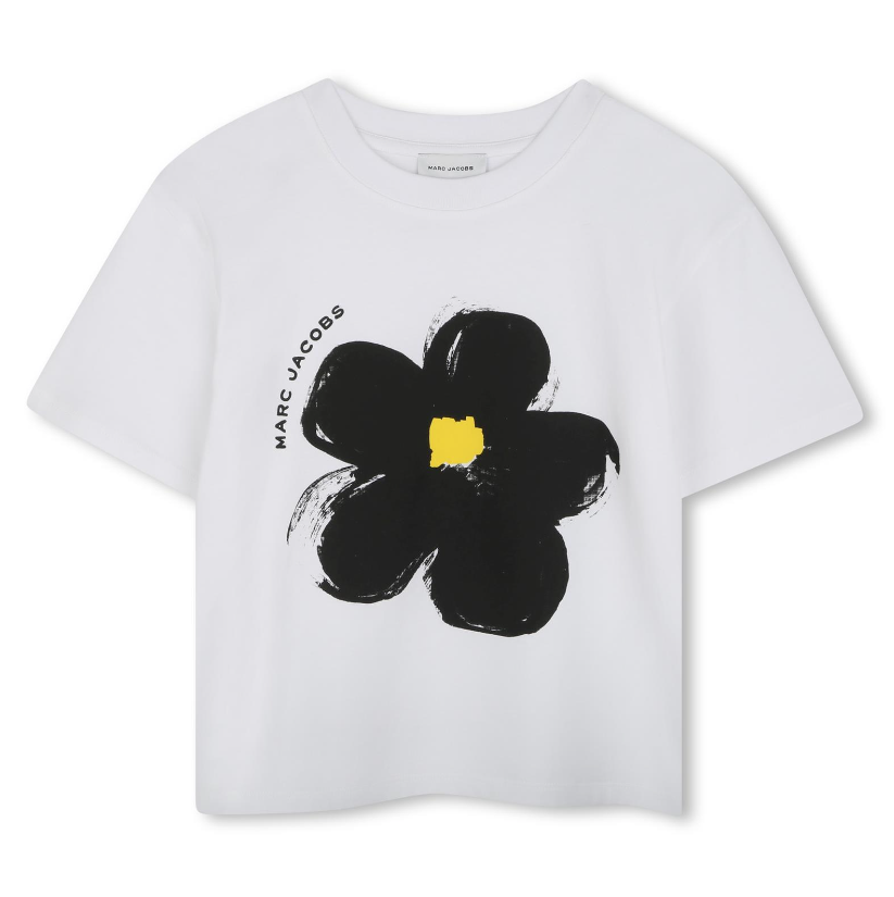 T-shirt bianca per bambina con fiore