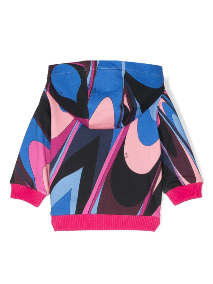 Felpa per bambina Emilio Pucci Junior multicolore con cappuccio e stampa astratta