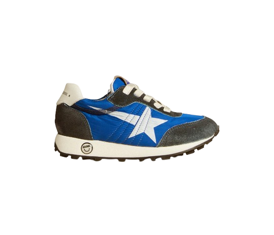 Marathon Young in nylon blu con stella stampata e talloncino in pelle GYF00335 F006716 50738 GOLDEN GOOSE 