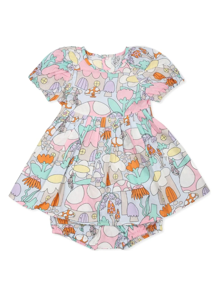 Vestito celeste per neonata con fiori