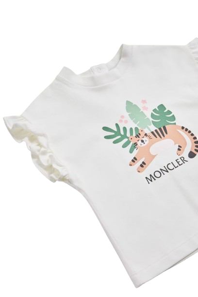 T-shirt in cotone con volant e motivo animali L1951 8C00002 89AUM 034 MONCLER 