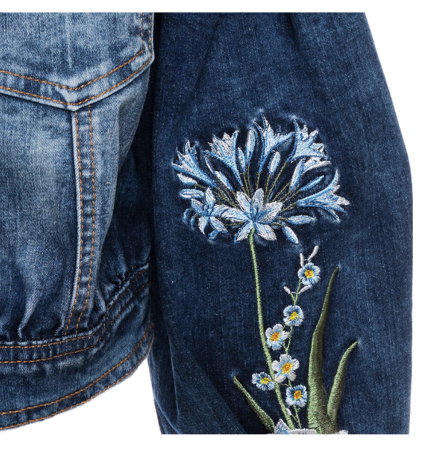 Giubbino jeans ricamo