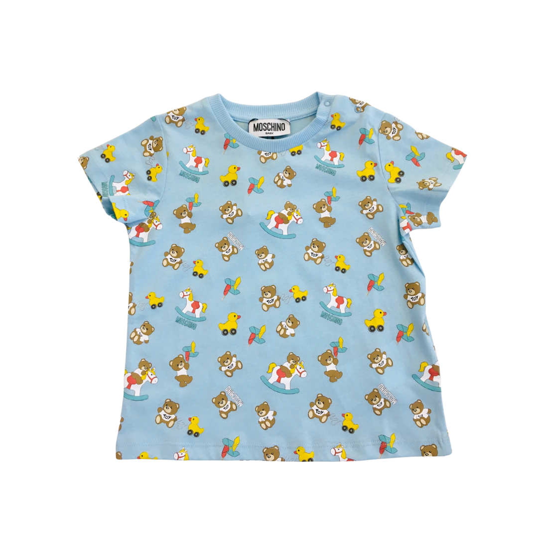 T-shirt neonato con stampa all-over MZM032 LAB92 83537 MOSCHINO 