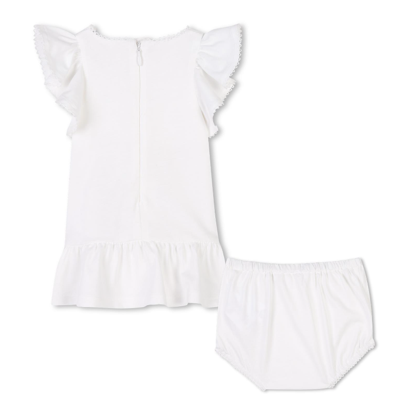 Tuta bianca per neonata con logo