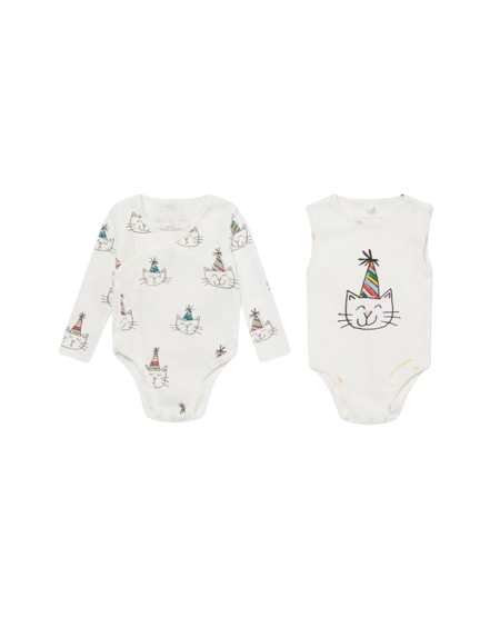 Set di 2 tutine con stampa grafica a forma di gatto TWB570 Z2771 101 STELLA McCARTNEY 
