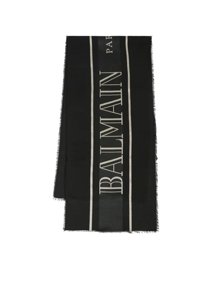 Sciarpa nera per bambini con logo BX0B23 Z3392 930AV BALMAIN 