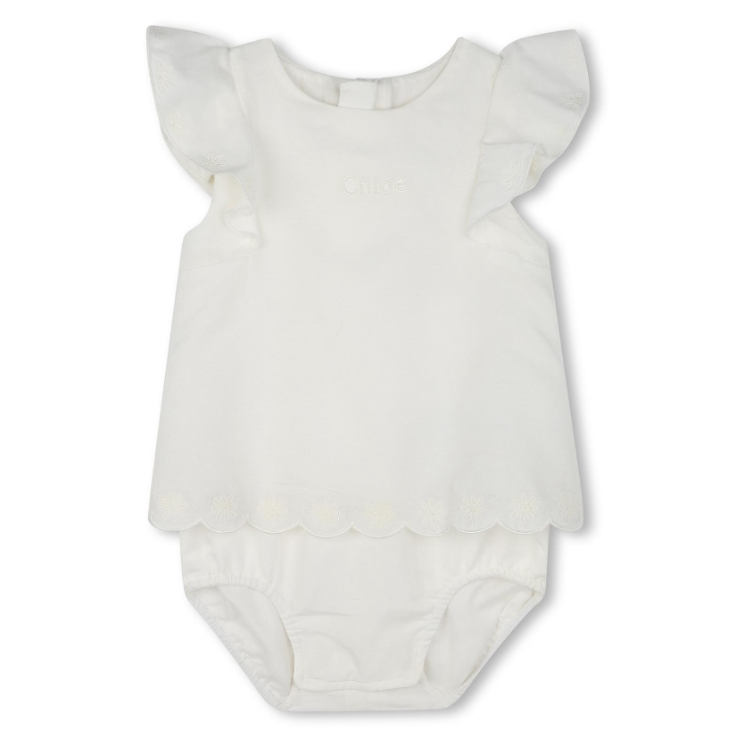Tutina bianca per neonata con logo