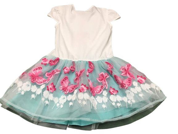 Abito tulle e ricamo farfalle