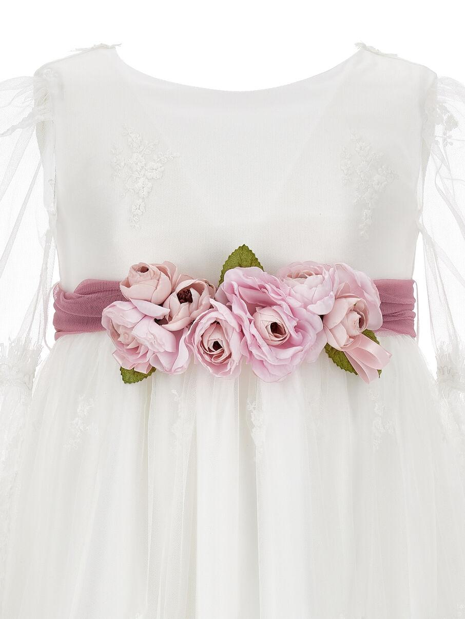 Abito lungo pizzo tulle ricamato