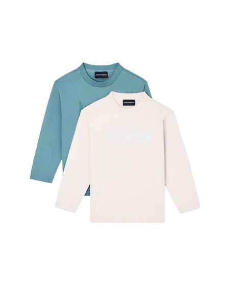 PACK 2 T-SHIRT COMFORT FIT MANICHE LUNGHE IN JERSEY ASV EB000726 AF16162 MZ369 ARMANI JUNIOR 