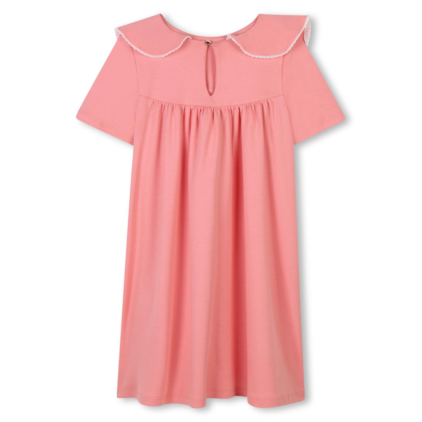Abito a maniche corte per bambina Chloé Kids rosa con orlo a smerlo