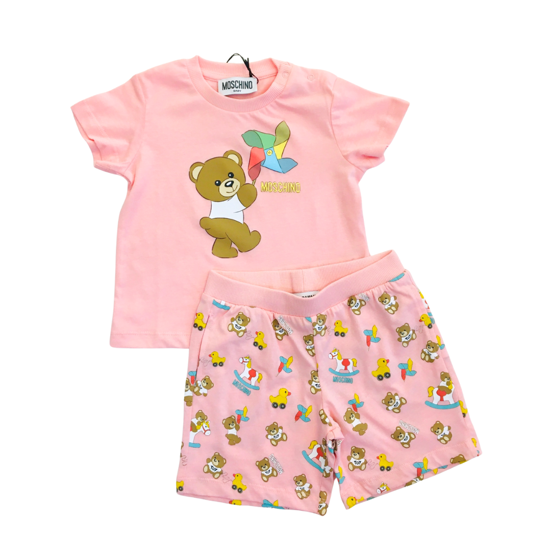 Completo rosa per neonato con Teddy Bear e girandola MSG00M LAB92 83536 MOSCHINO 