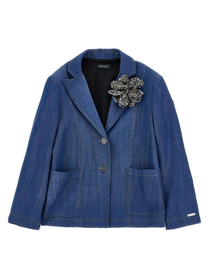 Giacca denim fiore applicato 41F102 6208 0055 MONNALISA 