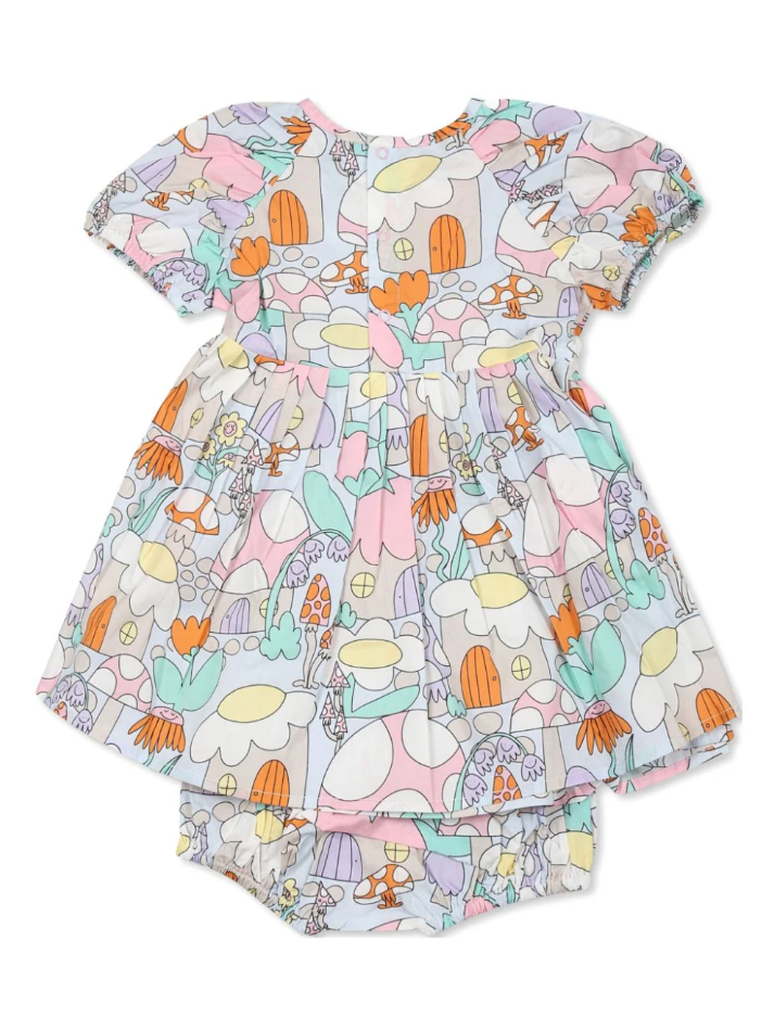 Vestito celeste per neonata con fiori
