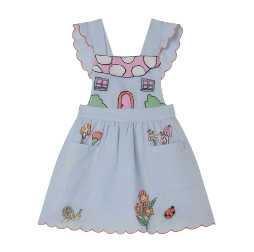 Vestito azzurro con stampa grafica