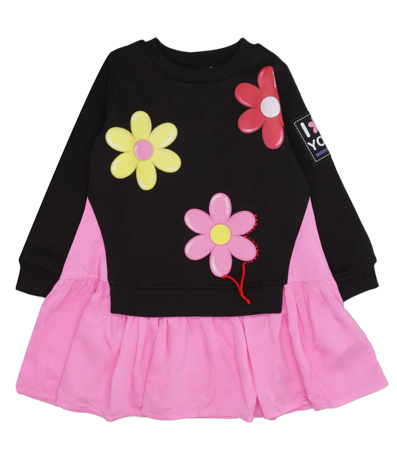 Abito felpa con maxi fiori