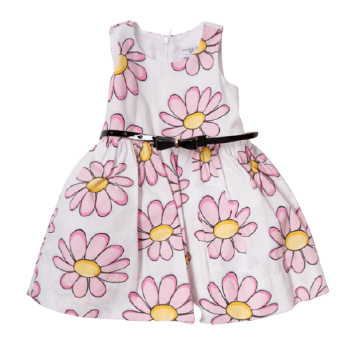 Abito in cotone stampa margheritte rosa