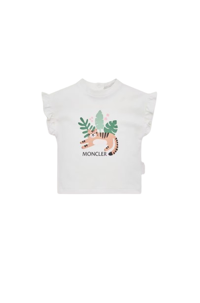 T-shirt in cotone con volant e motivo animali L1951 8C00002 89AUM 034 MONCLER 