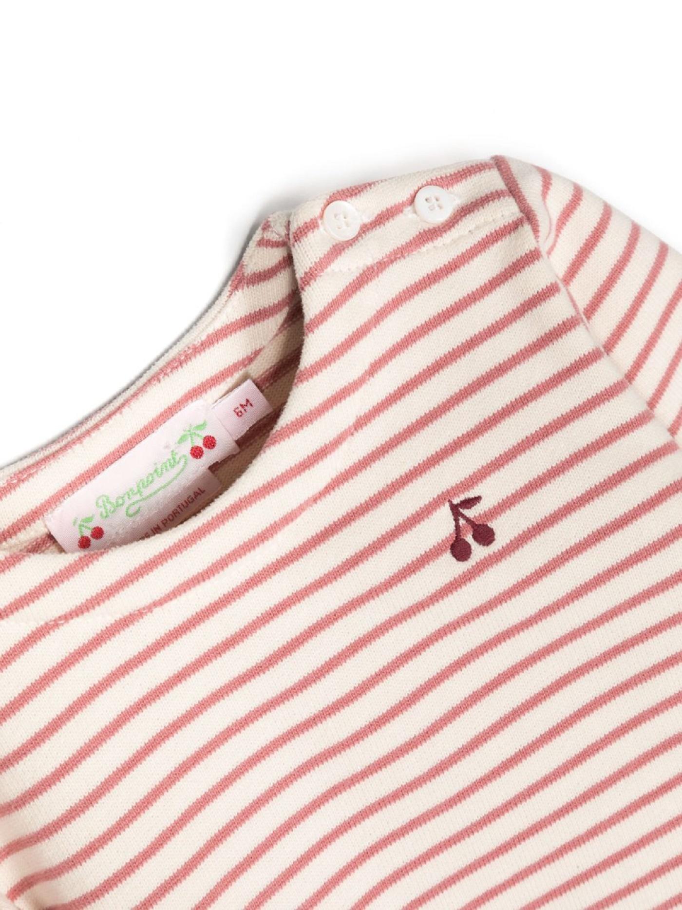 T-shirt a righe con ricamo