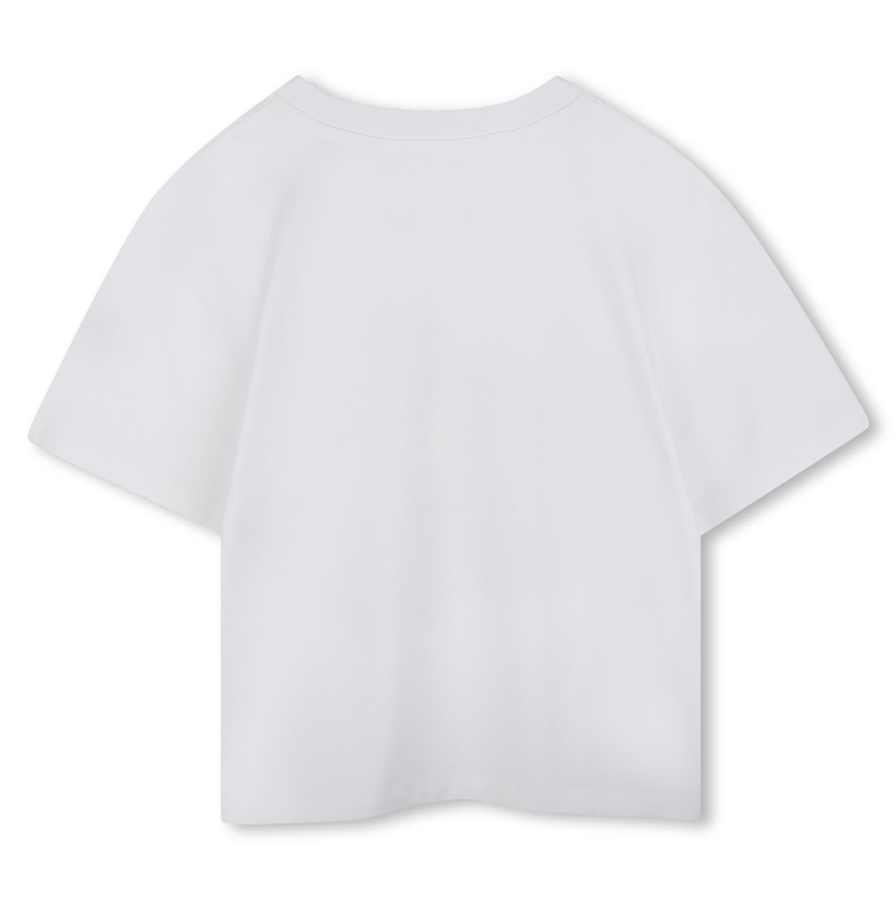 T-shirt bianca per bambina con fiore