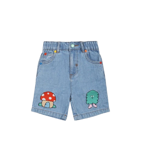 Shorts blu per neonato con ricami