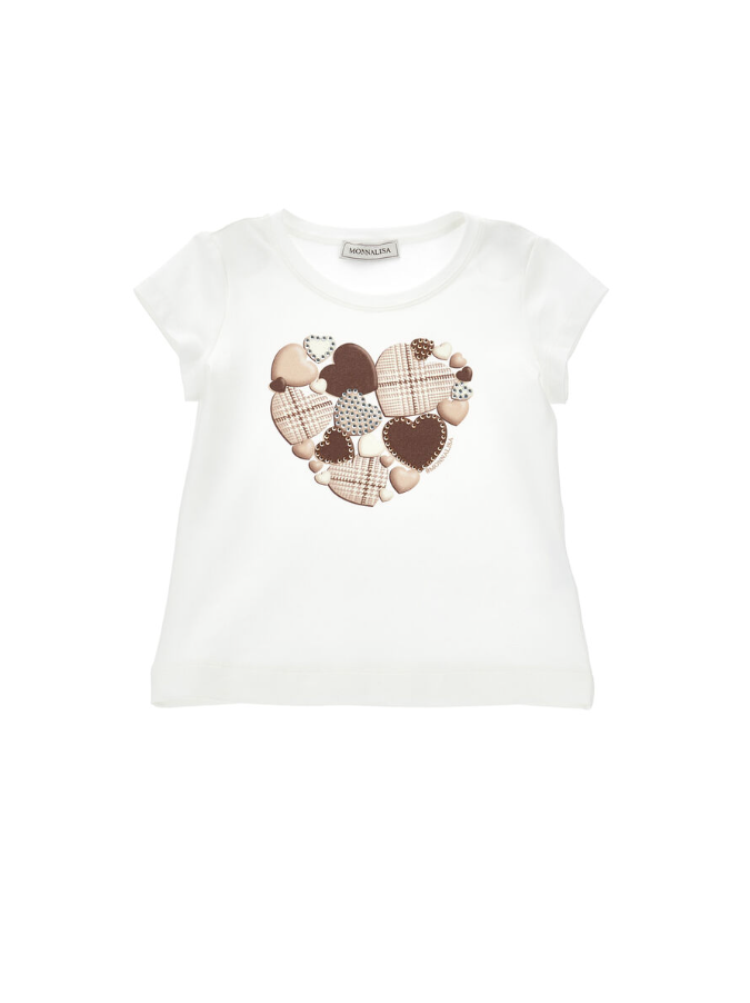 T-shirt cuore con applicazioni 11F623 6202 0001 MONNALISA 