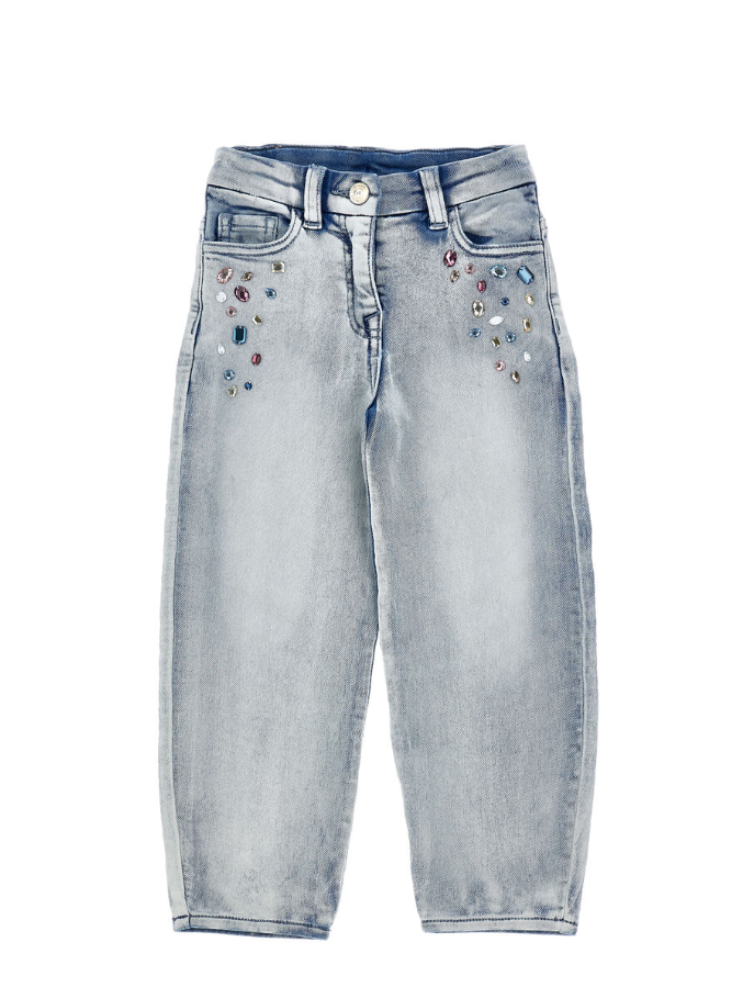 Jeans con strass e cristalli<BR/> 19F403 6042 0062 MONNALISA 