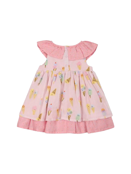 Vestito rosa per neonata con gelato all over