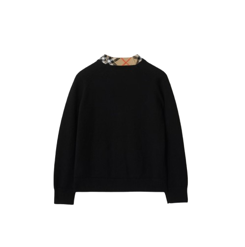 Cardigan in lana con rifiniture a quadri 8117201 A1189 BURBERRY 