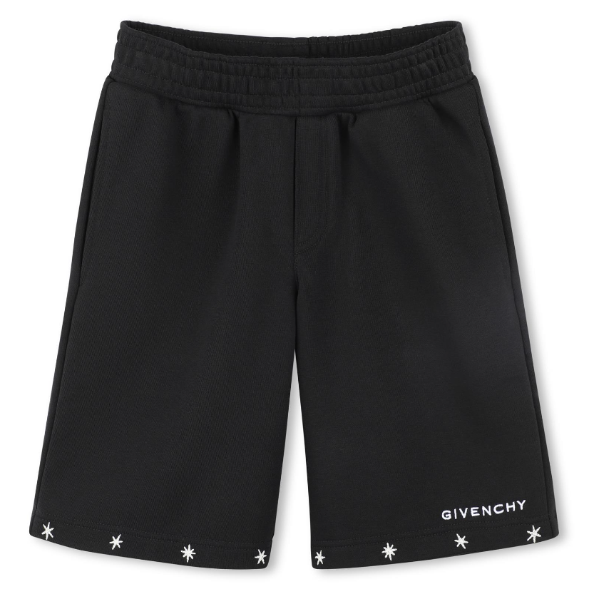 Shorts neri per bambino con logo e stelle