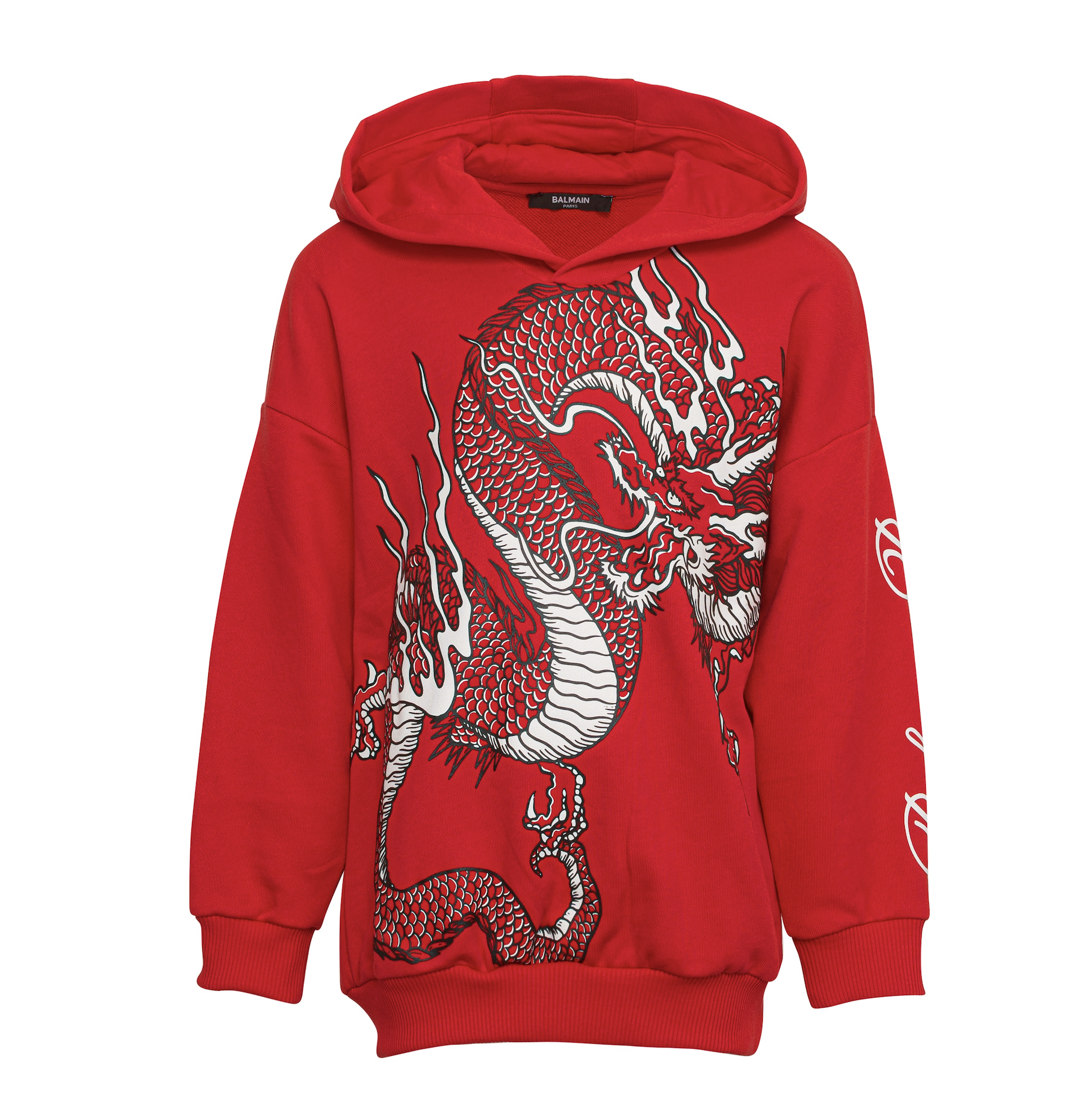 OVER FIT HOODIE W/3D DRAGON PRINT BV4Q40 Z1753 414 BALMAIN 