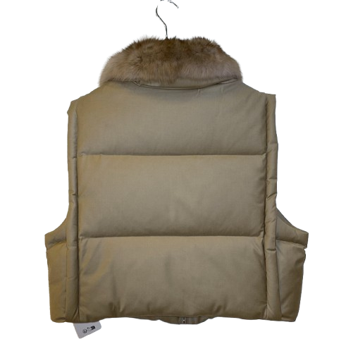 Gilet in flanella con collare di pelliccia 26W26WAG01854WO2W A2068 YVES SALOMON 
