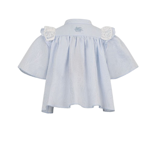Camicia Jacuard e volant paisley