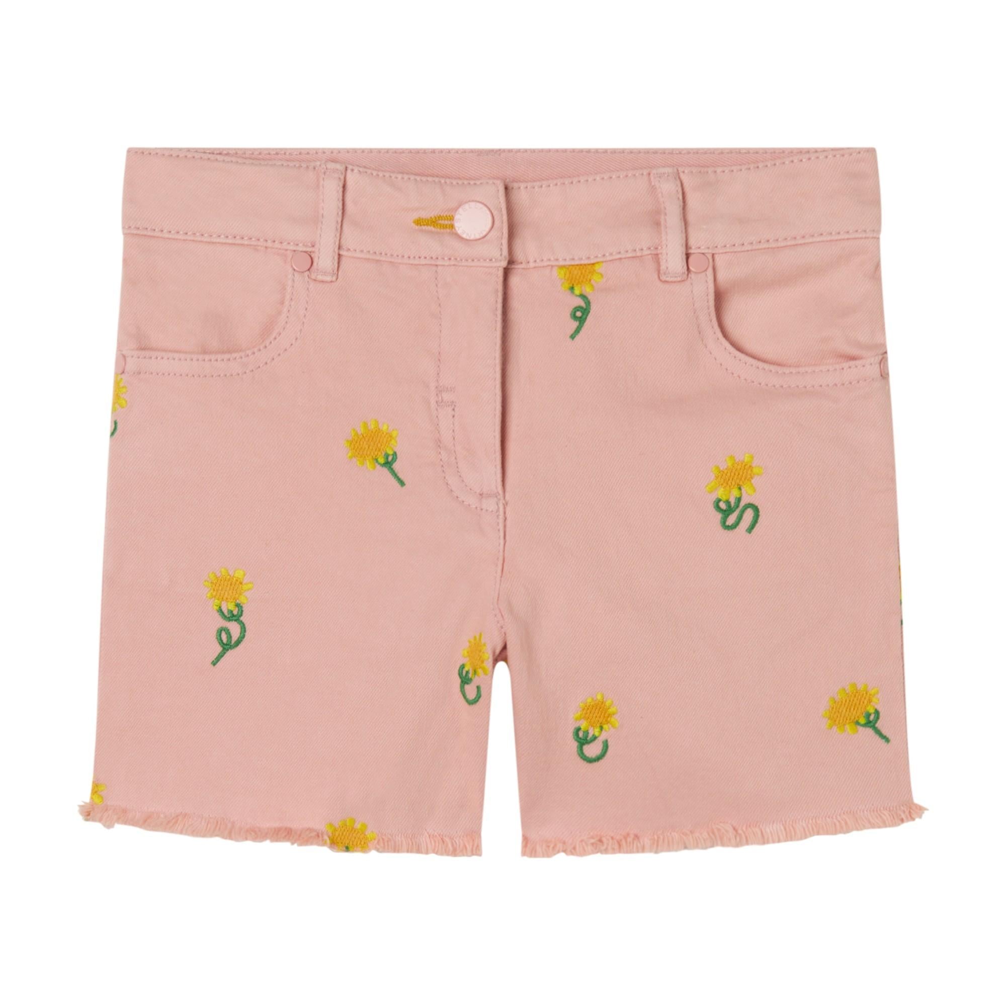 Shorts denim a fiori